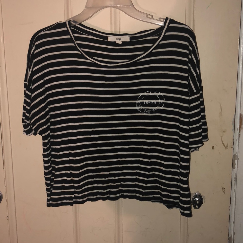 Cropped striped T shirt